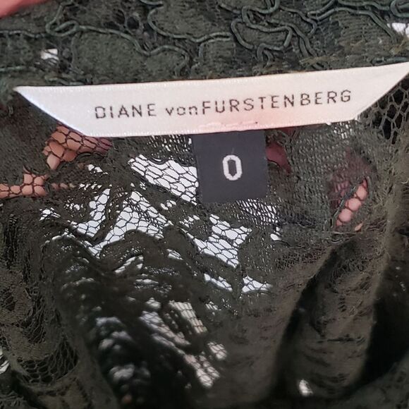 DVF Lace Dress Forest Green - Picture 8 of 14